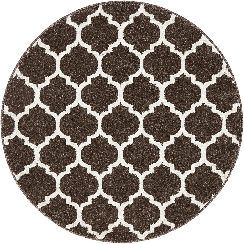 3' x 3' Arkwright · Trellis rug, chocolate brown and beige