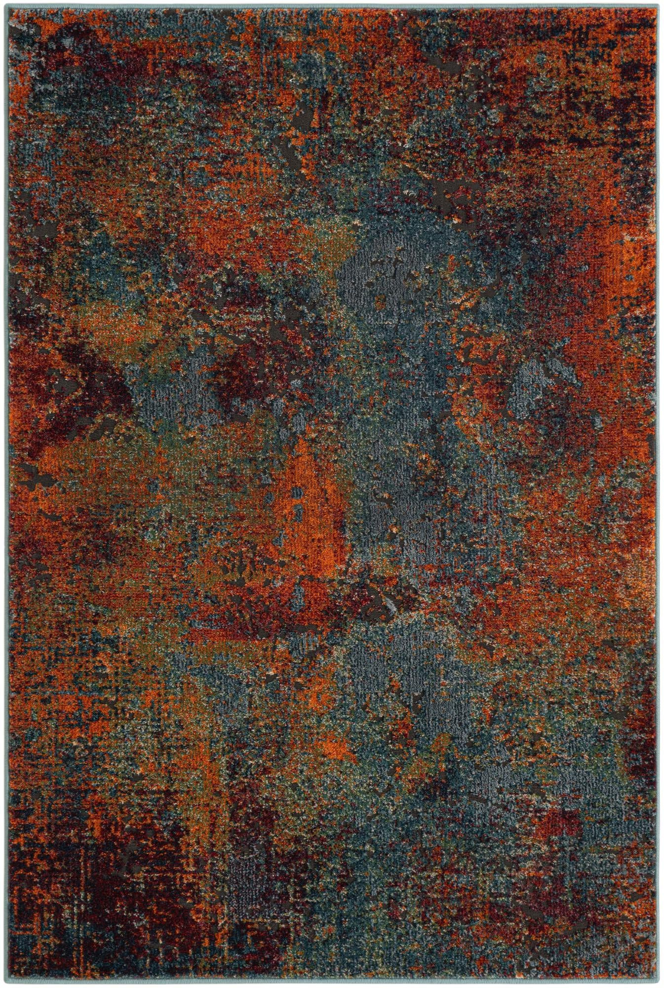 4' x 6' Gatwick · Abstract rug, rust and teal