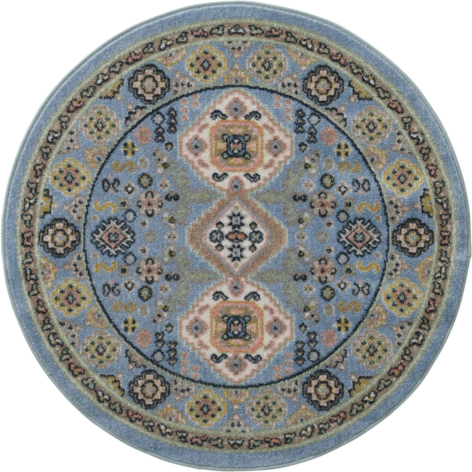 3' 3 x 3' 3 Middlebury · Border Washable Rug, light blue