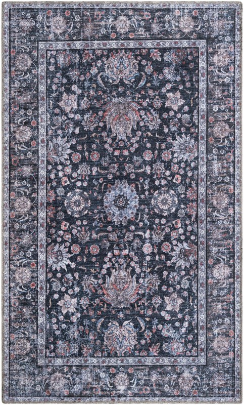 3' 3 x 5' 3 Bertie · Distressed floral rug, ink and ivory