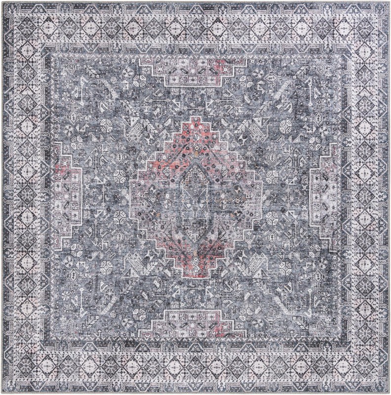 7' 10 x 7' 10 Cowper · Border Washable Rug, gray