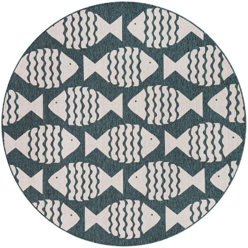 7' 10 x 7' 10 Beresford · Pictoral Outdoor Rug, turquoise