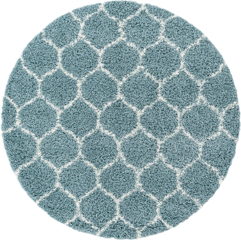 6' x 6' Barnett · Lattice shag rug, light blue and ivory