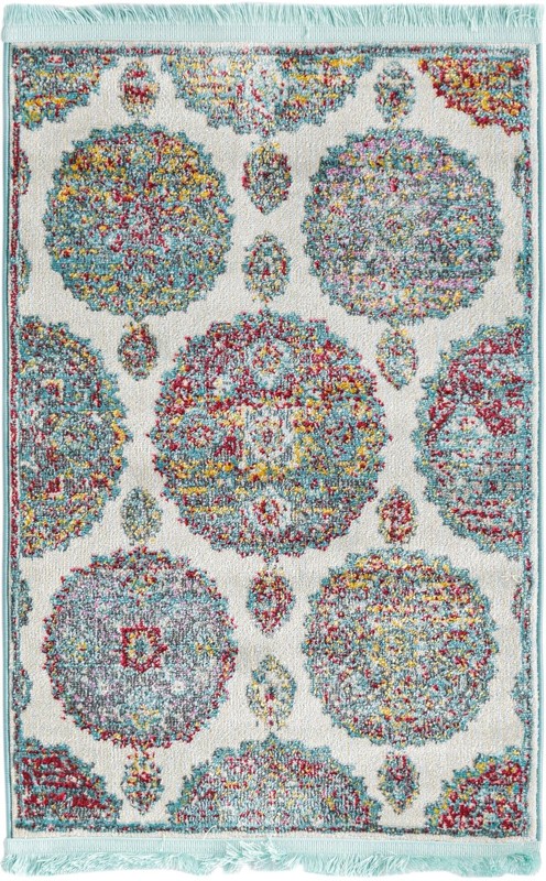 2' 2 x 3' Mather · Medallion rug, cream and multi