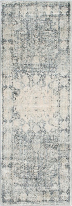 Derwent · Distressed medallion rug, gray and ivory