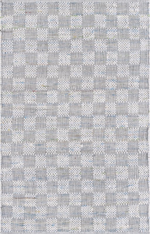 Crofton · Checkered Chindi Rug, white