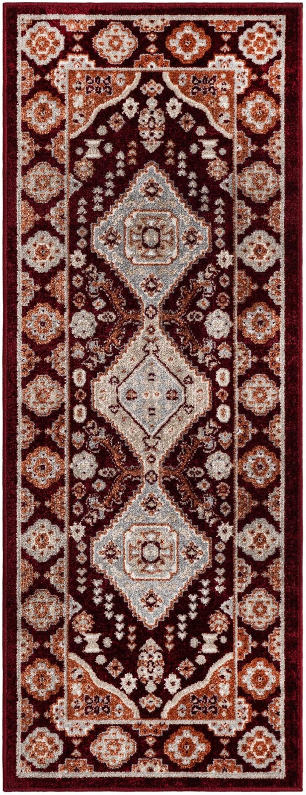 2' x 5' Middlebury · Medallion Washable Rug, burgundy and terracotta