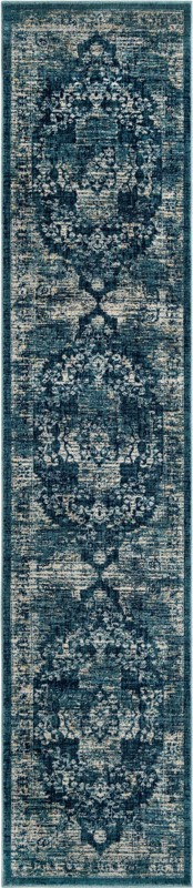 2' 7 x 12' Fanshawe · Medallion rug, navy and beige