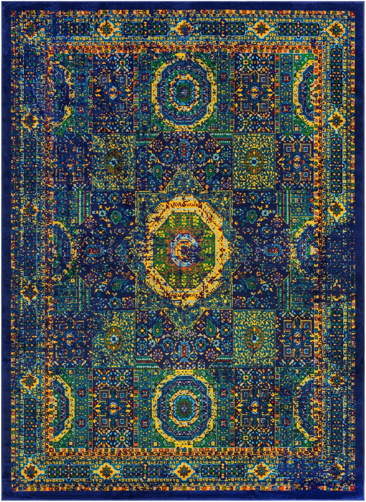 9' x 12' Millstone · Border rug, navy