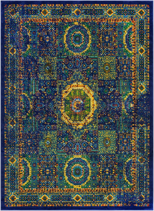 9' x 12' Millstone · Border rug, navy