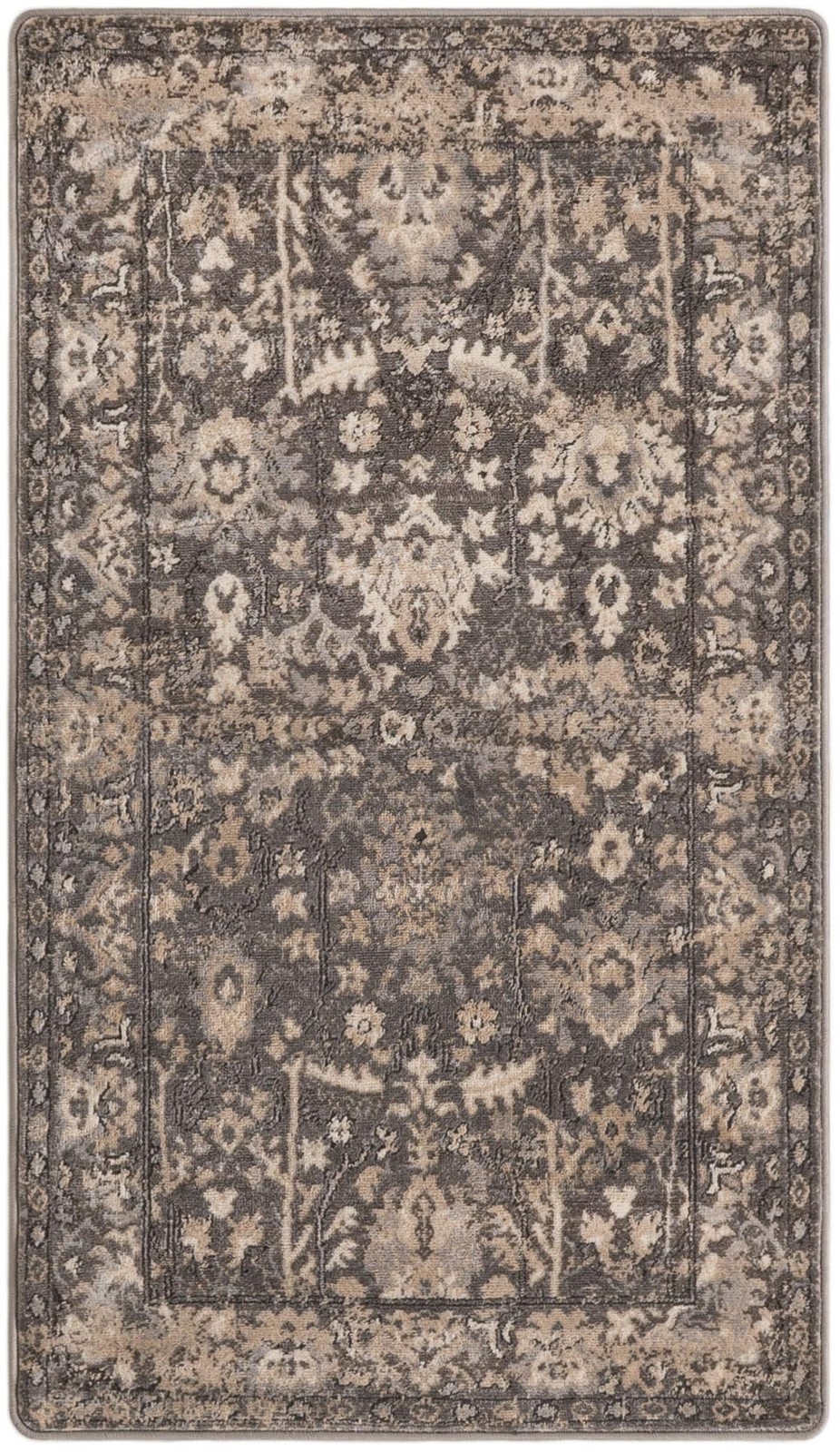 3' 3 x 5' 3 Leacock · Distressed medallion rug, gray and beige