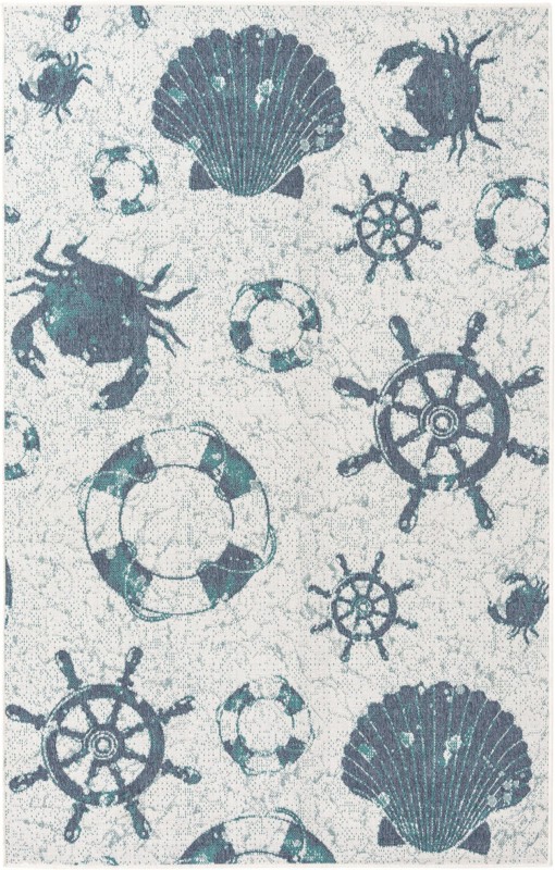 5' 3 x 8' Hollyhock · Pictoral Outdoor Rug, ivory