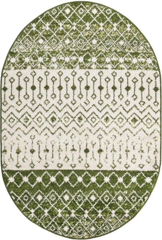 4' x 6' Vernon · Geometric rug, green and ivory