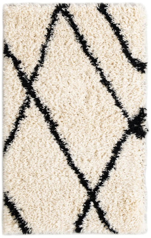 3' x 5' 3 Rockingham · Diamond shag rug, pearl and black