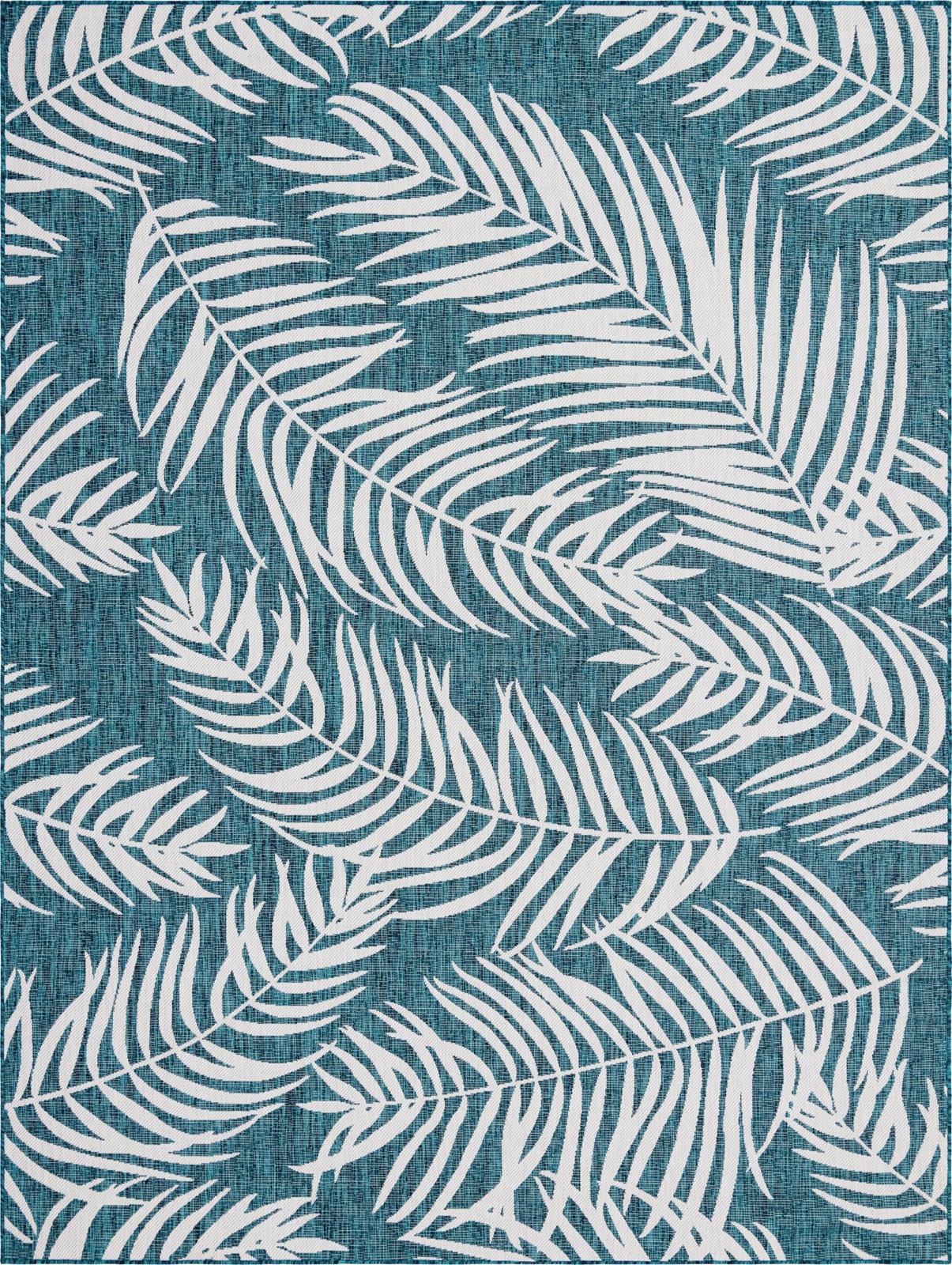 9' x 12' Moody · Floral / botanical Outdoor Rug, teal