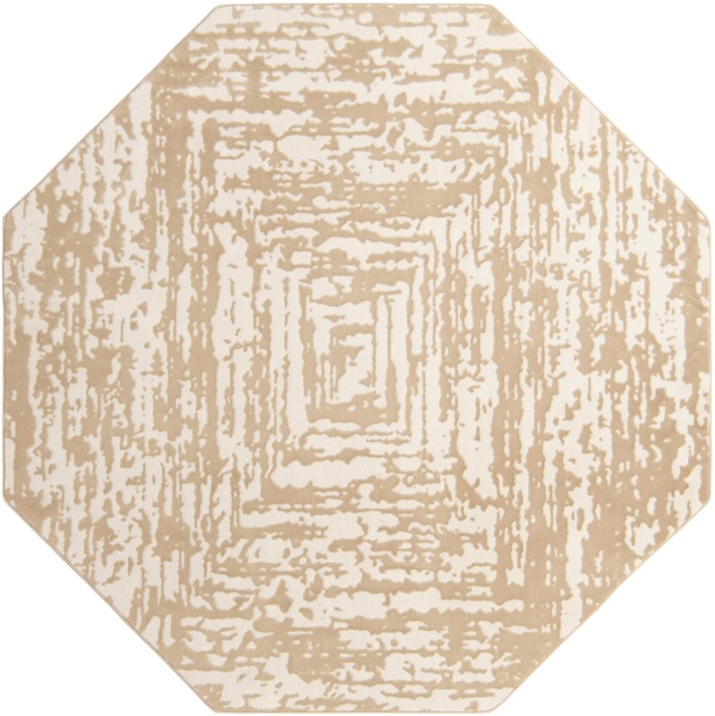 7' 10 x 7' 10 Wrenfield · Abstract bordered rug, bone and beige
