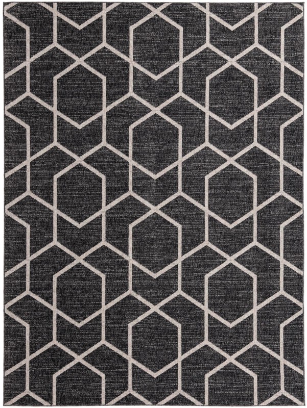 7' 10 x 10' Glenwood · Geometric trellis rug, charcoal and ivory