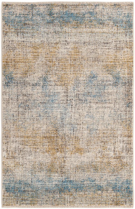 3' 3 x 5' Huckleberry · Abstract rug, ivory, blue and gold