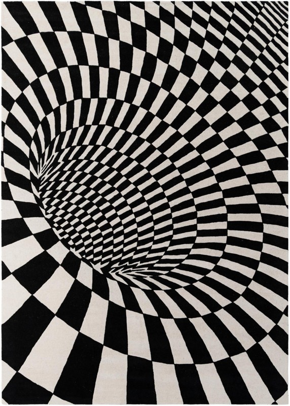 Otto · Checkered Wool Rug, black and white