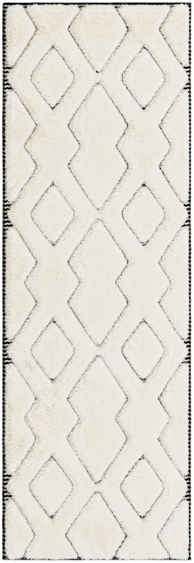 2' x 6' Armstead · Geometric trellis rug, ivory and black