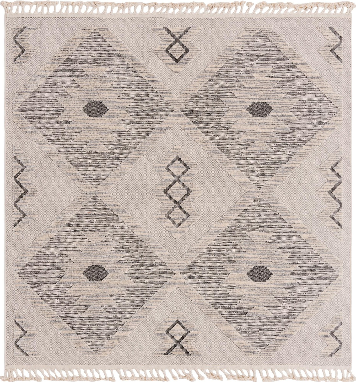 7' 10 x 7' 10 Fletcher · Geometric diamond rug, beige and gray