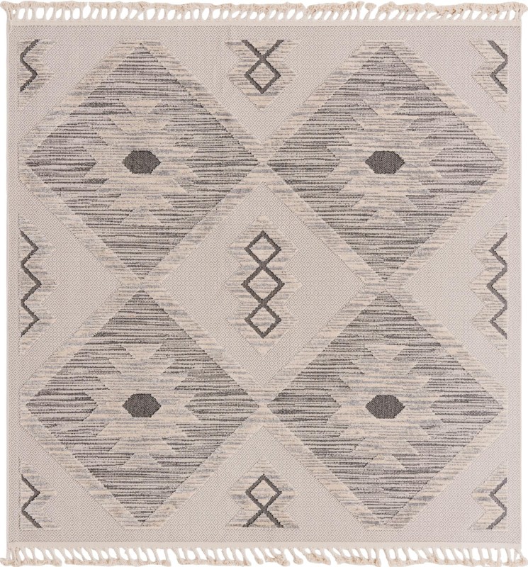 7' 10 x 7' 10 Fletcher · Geometric diamond rug, beige and gray