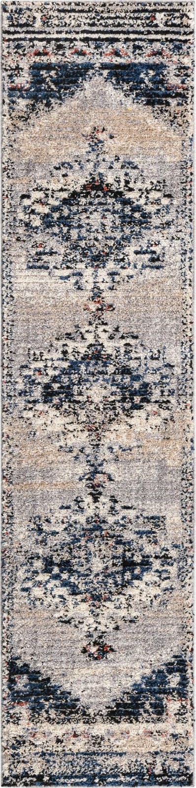 2' x 8' Burton · Border rug, gray