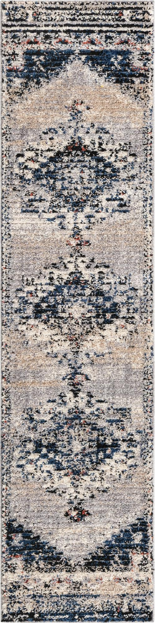 2' x 8' Burton · Border rug, gray