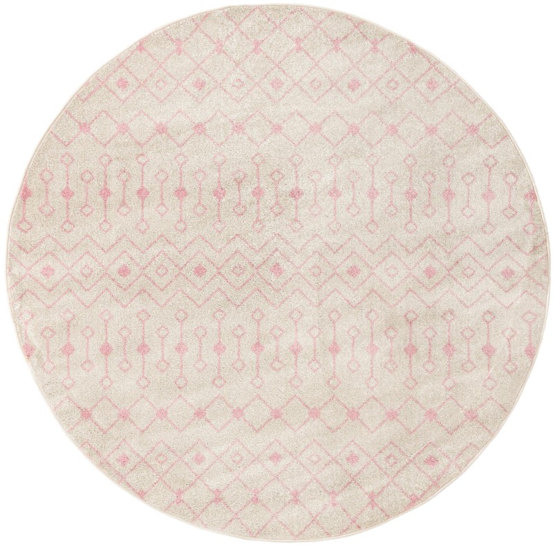 7' 10 x 7' 10 Boswell · Geometric trellis rug, pink and ivory