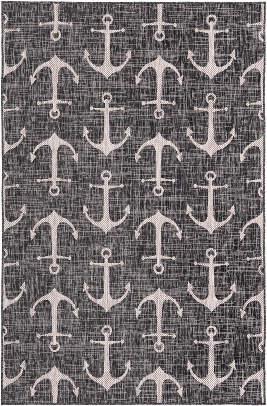 5' 3 x 8' Millbrook · Pictoral Outdoor Rug, charcoal