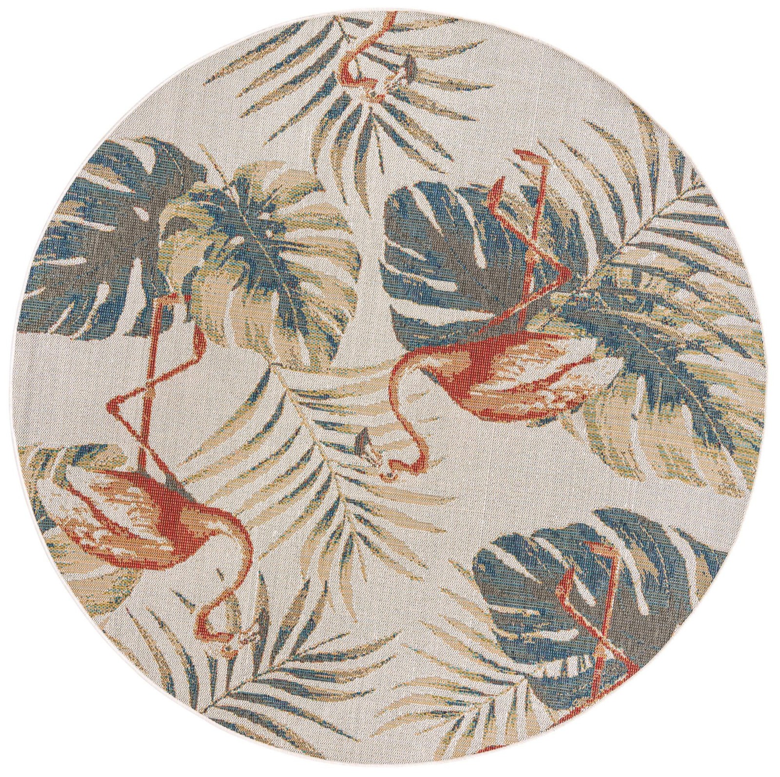 7' 10 x 7' 10 Ridgway · Flamingo Outdoor Rug, ivory and rust red