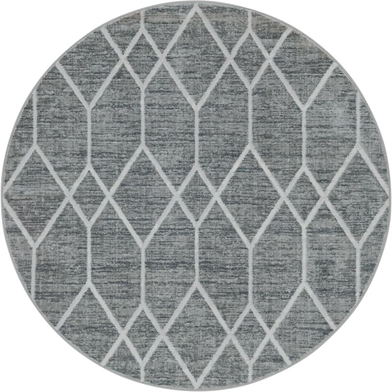 5' x 5' Thatcher · Diamond rug, grey