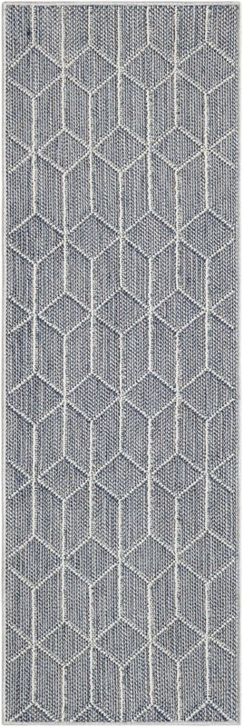 2' x 6' 1 Jasper · Geometric Outdoor Rug, light blue