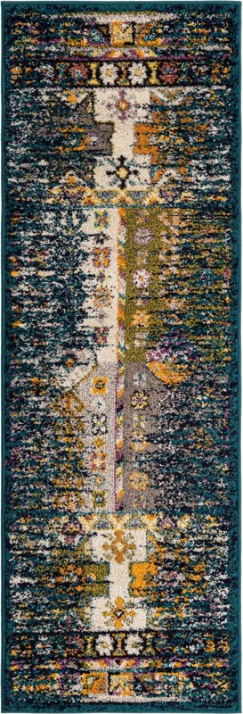 2' x 6' Cloudberry · Border rug, teal