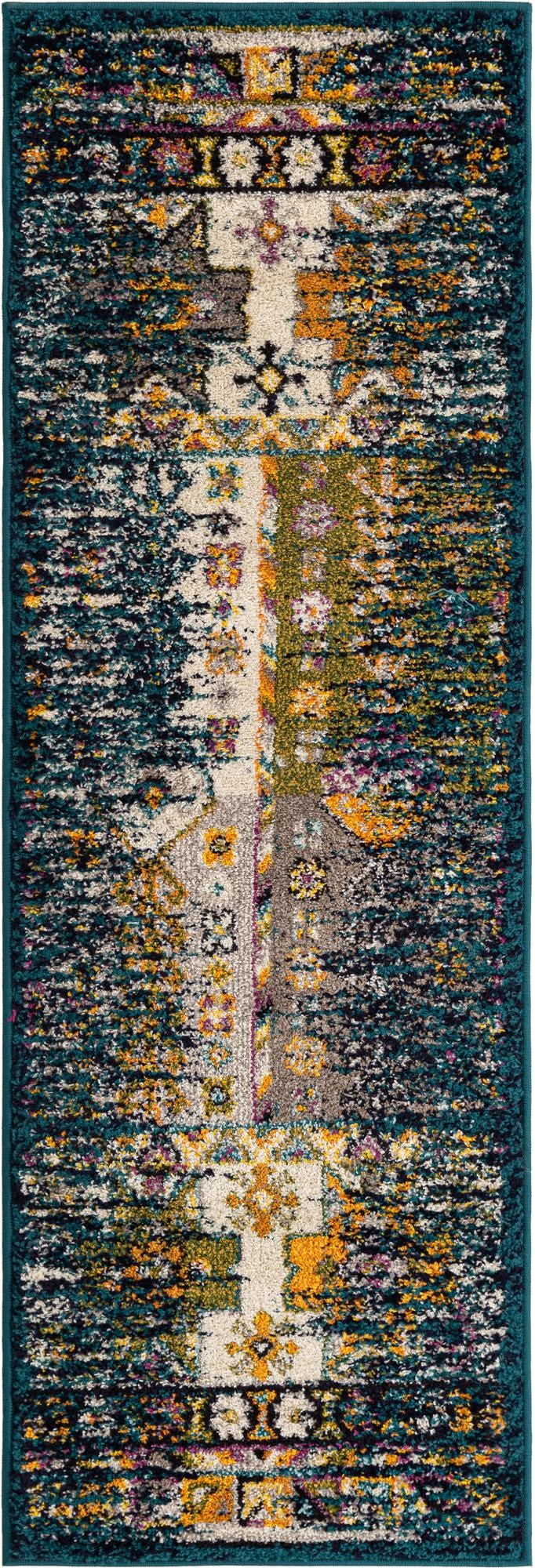 2' x 6' Cloudberry · Border rug, teal