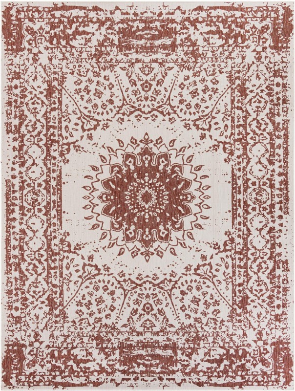 9' x 12' Royce · Border Outdoor Rug, rust red