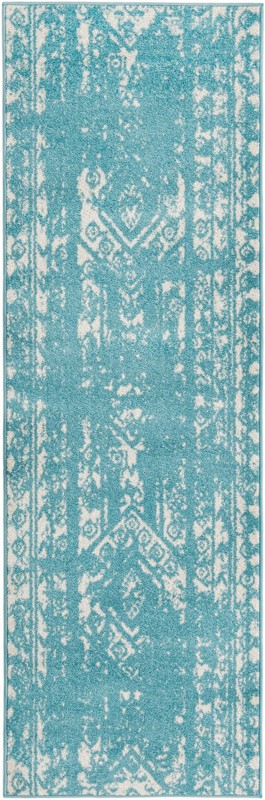 2' x 8' Underhill · Border rug, light blue