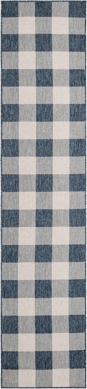 2' 7 x 12' Ramona · Checkered Outdoor Rug, blue