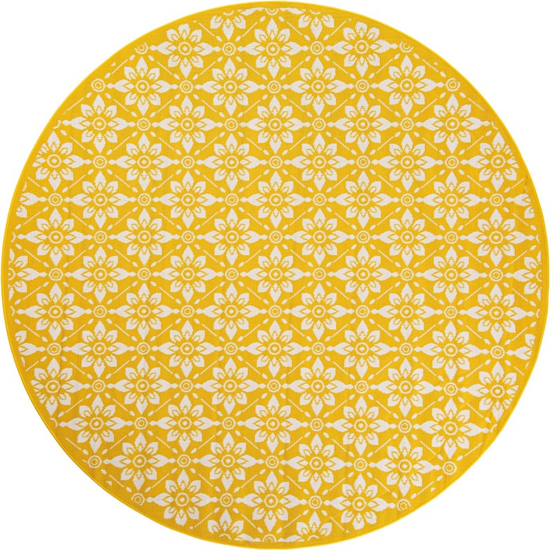 7' 10 x 7' 10 Selwyn · Floral / botanical Outdoor Rug, yellow