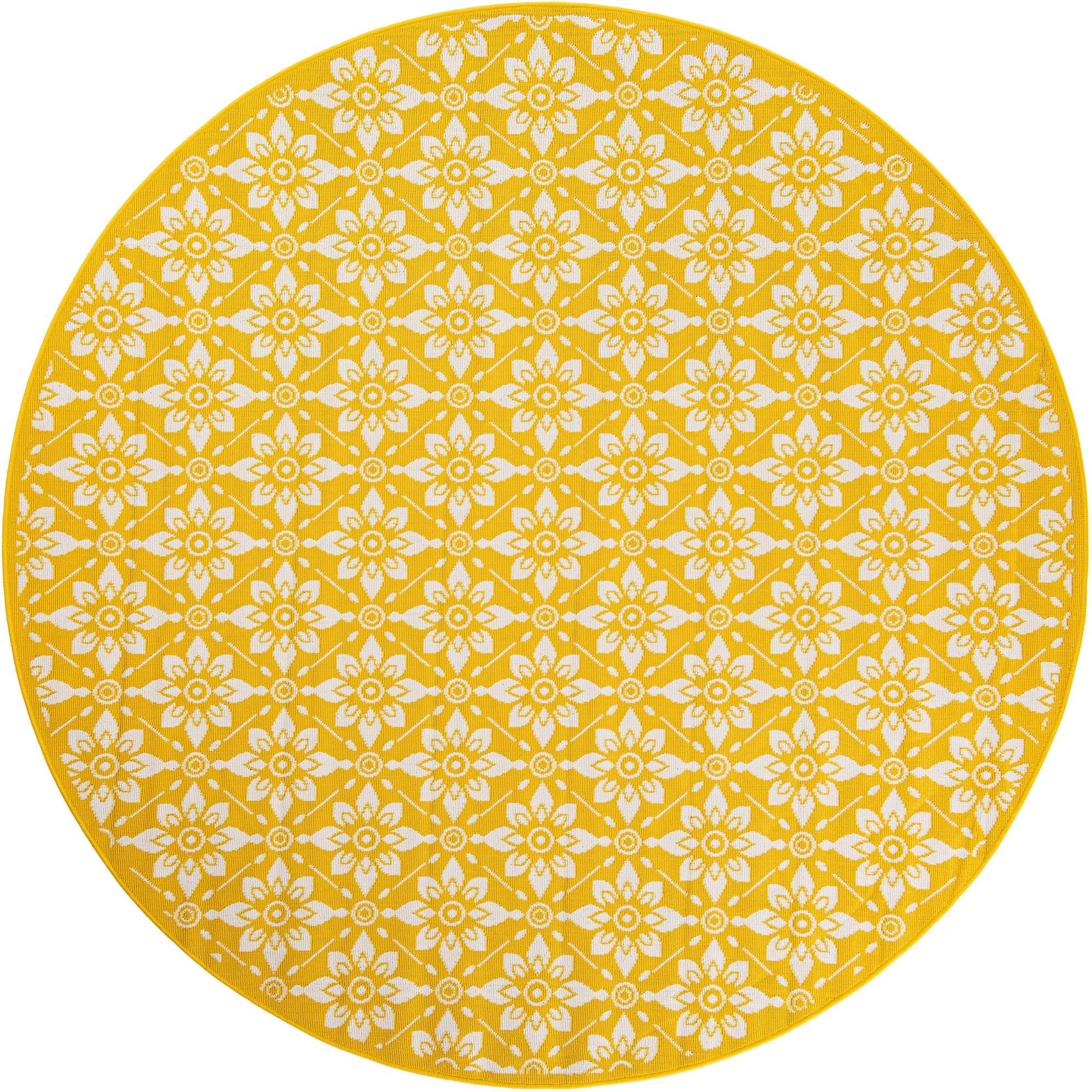 7' 10 x 7' 10 Selwyn · Floral / botanical Outdoor Rug, yellow