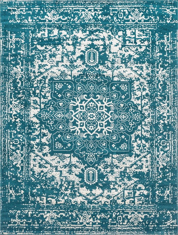 10' x 13' Birch · Border rug, turquoise