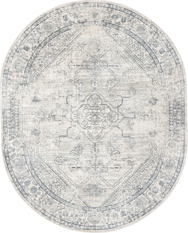7' 10 x 10' 2 Opal · Border rug, gray