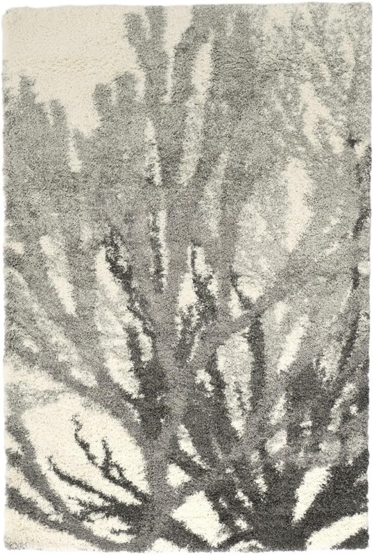6' x 9' Bayfield · Floral / botanical Shag Rug, ivory and gray