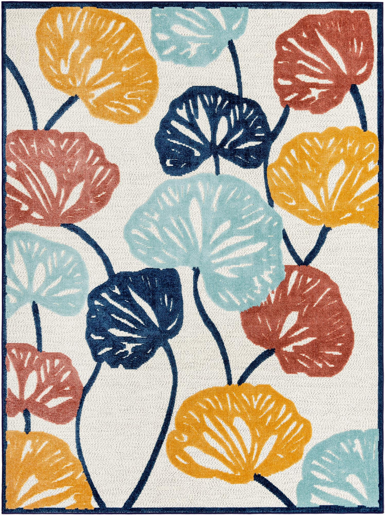 7' x 10' Slade · Border Outdoor Rug, ivory