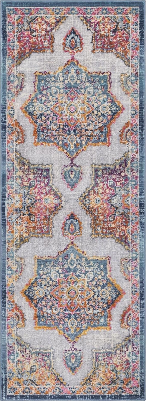 2' x 6' Innes · Medallion rug, blue