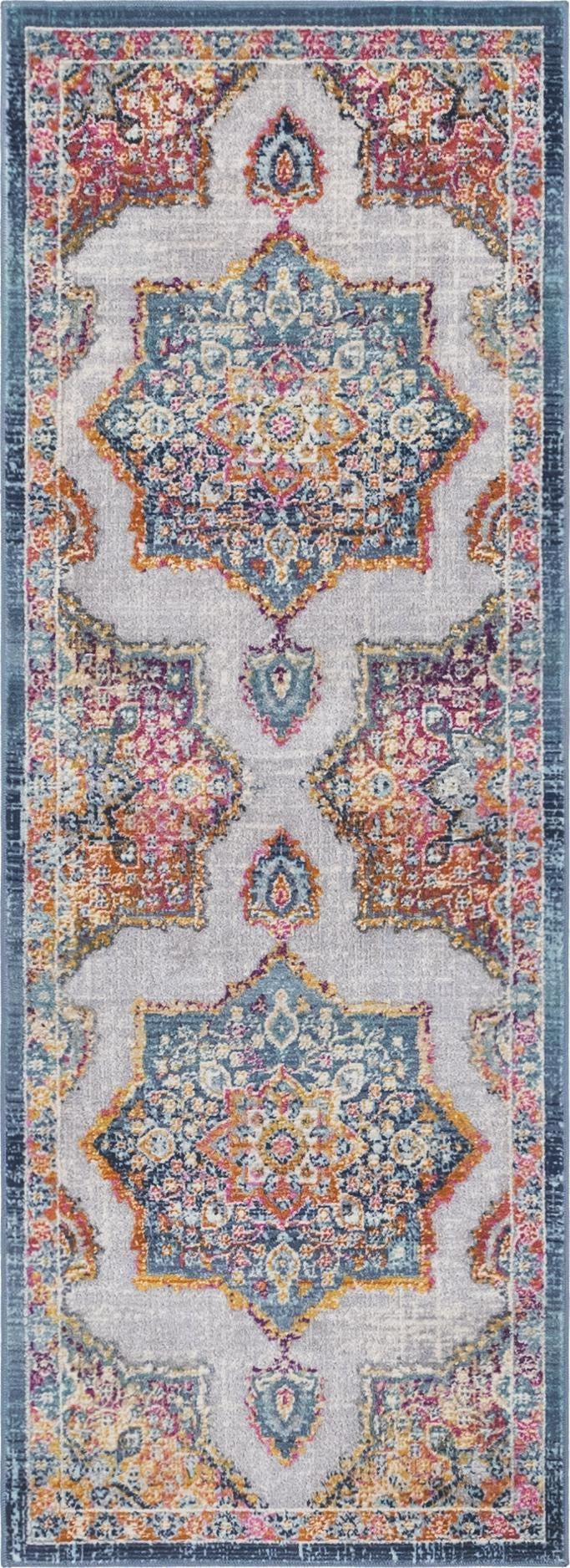 2' x 6' Innes · Medallion rug, blue