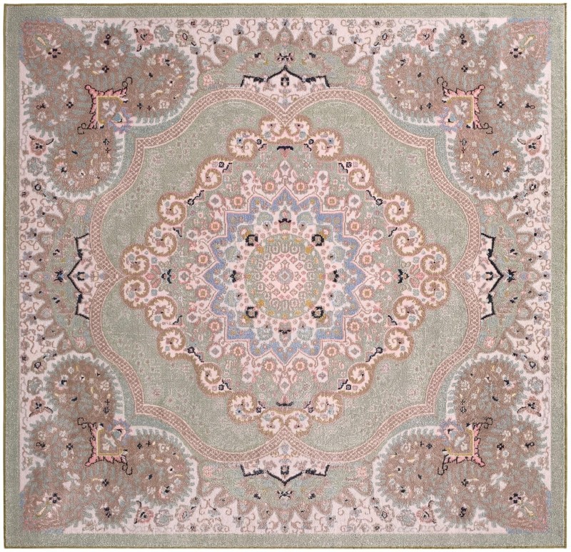 Candlelight · Border Washable Rug, light green