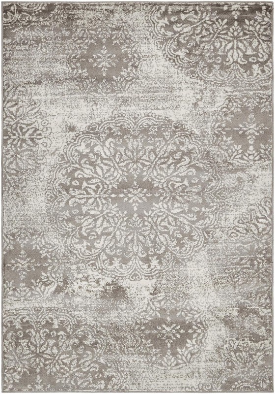 4' x 6' Blakemore · Distressed medallion rug, gray and ivory