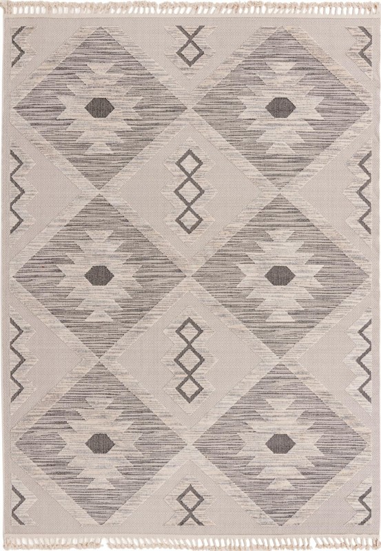 9' x 12' Fletcher · Geometric diamond rug, beige and gray