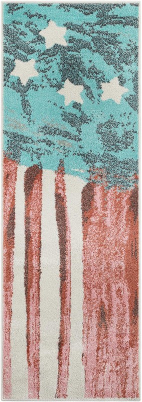 2' 2 x 6' 1 Venables · Striped rug, red and blue